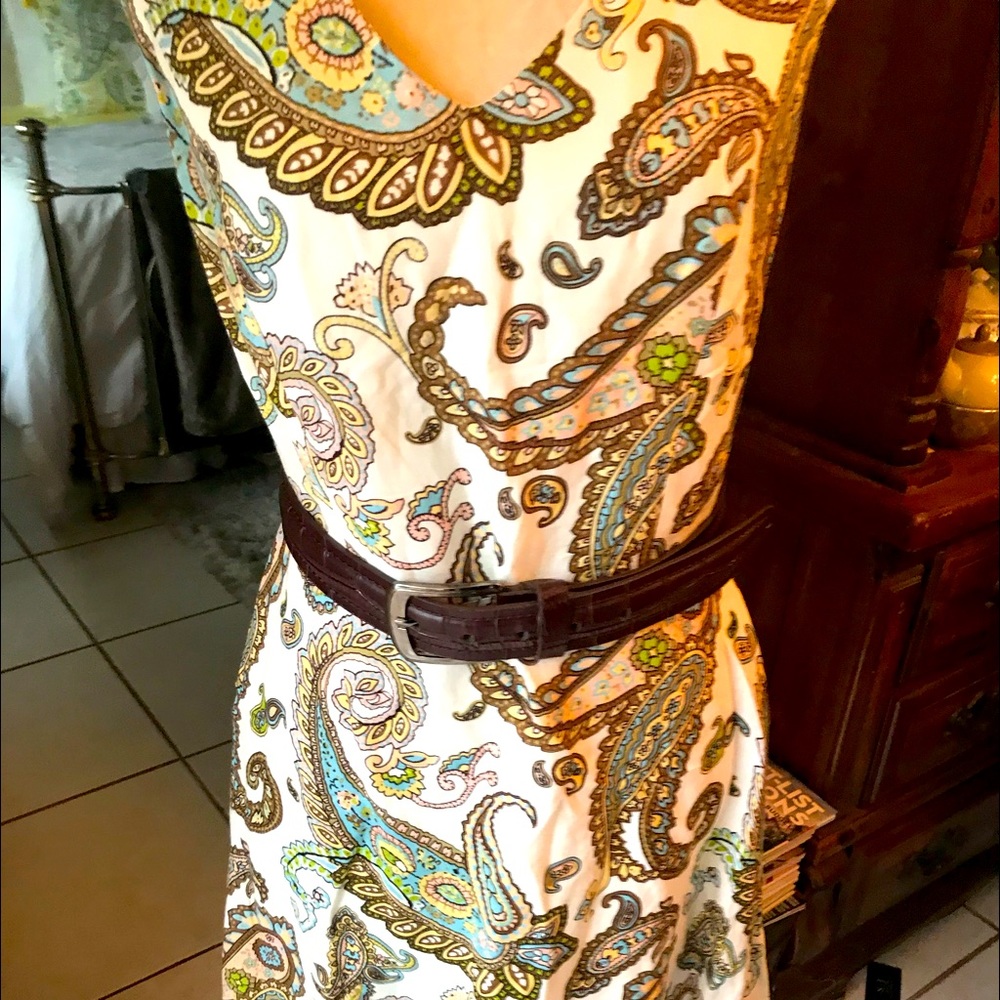 Premise Linen Paisley Vineyard Fit & Flare Dress 4
